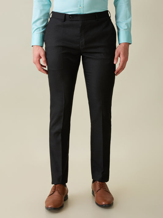 Raymond Men Grey Solid Slim Fit Polyester Blend Trouser