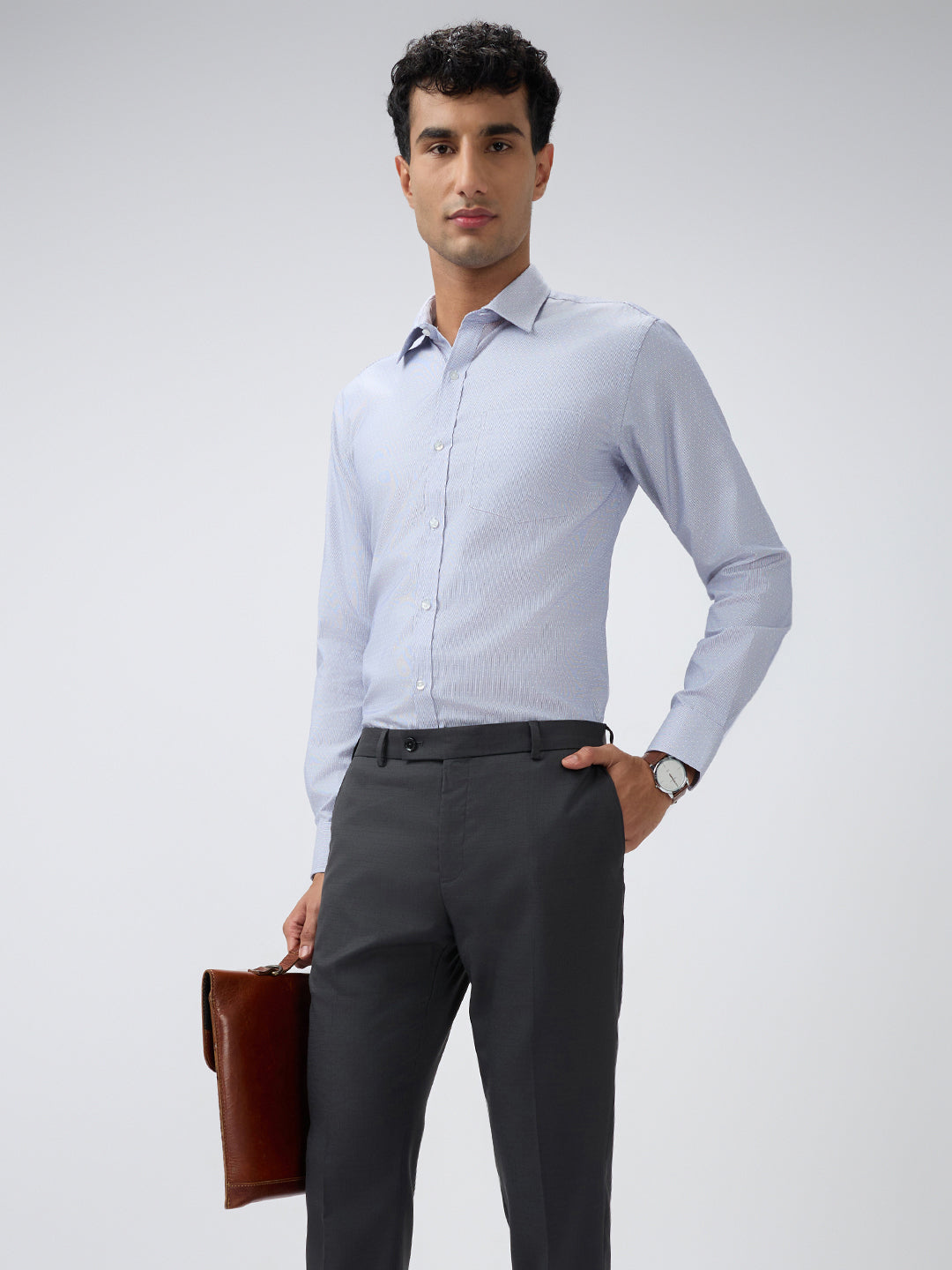 Raymond Men Grey Slim Fit Checks Trouser