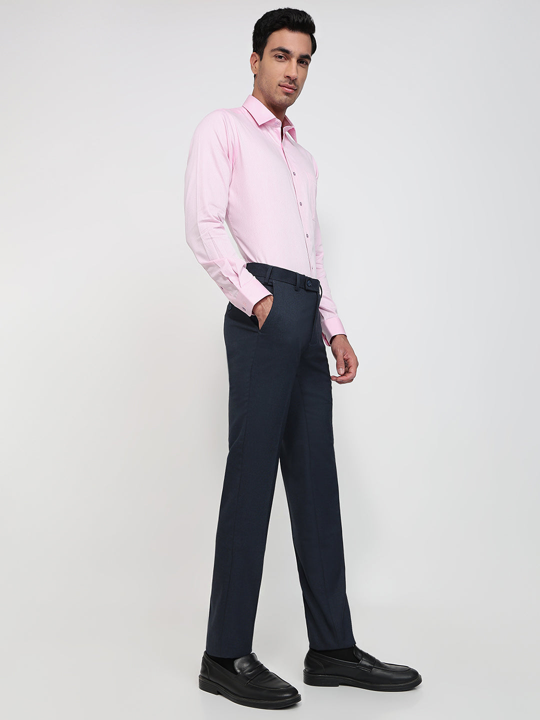 Raymond Men Blue Slim Fit Structure Trouser