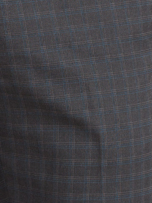 Raymond Grey Checks Contemporary Fit Polyester Blend Trouser