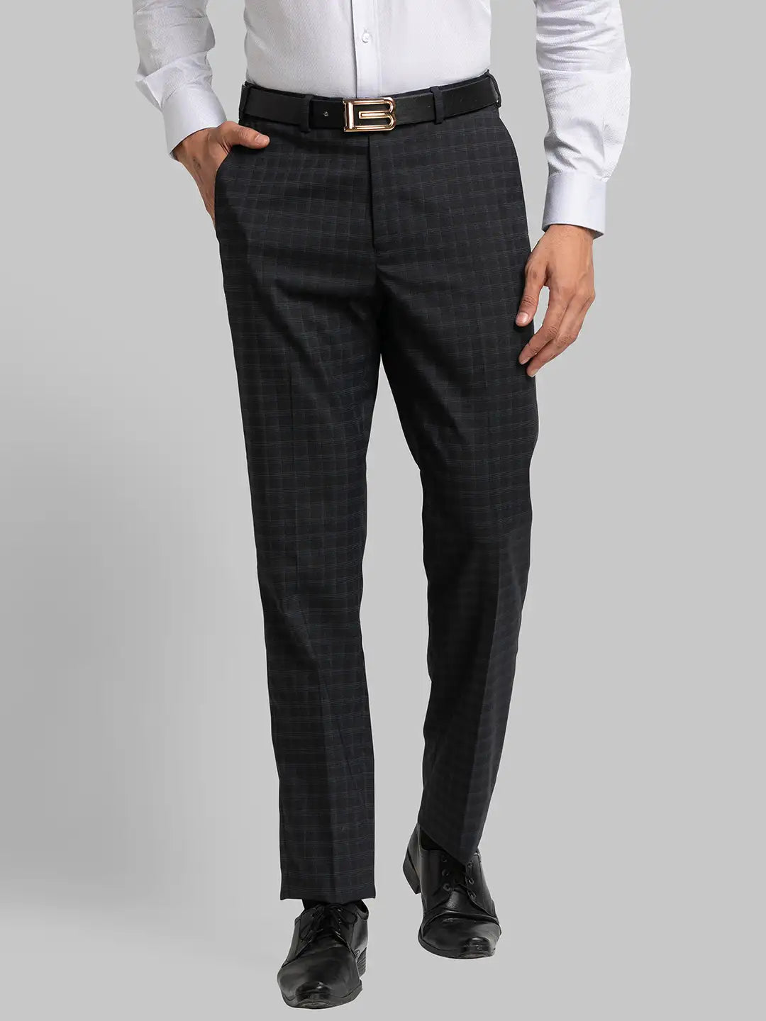 Men Regular Fit Grey Trouser