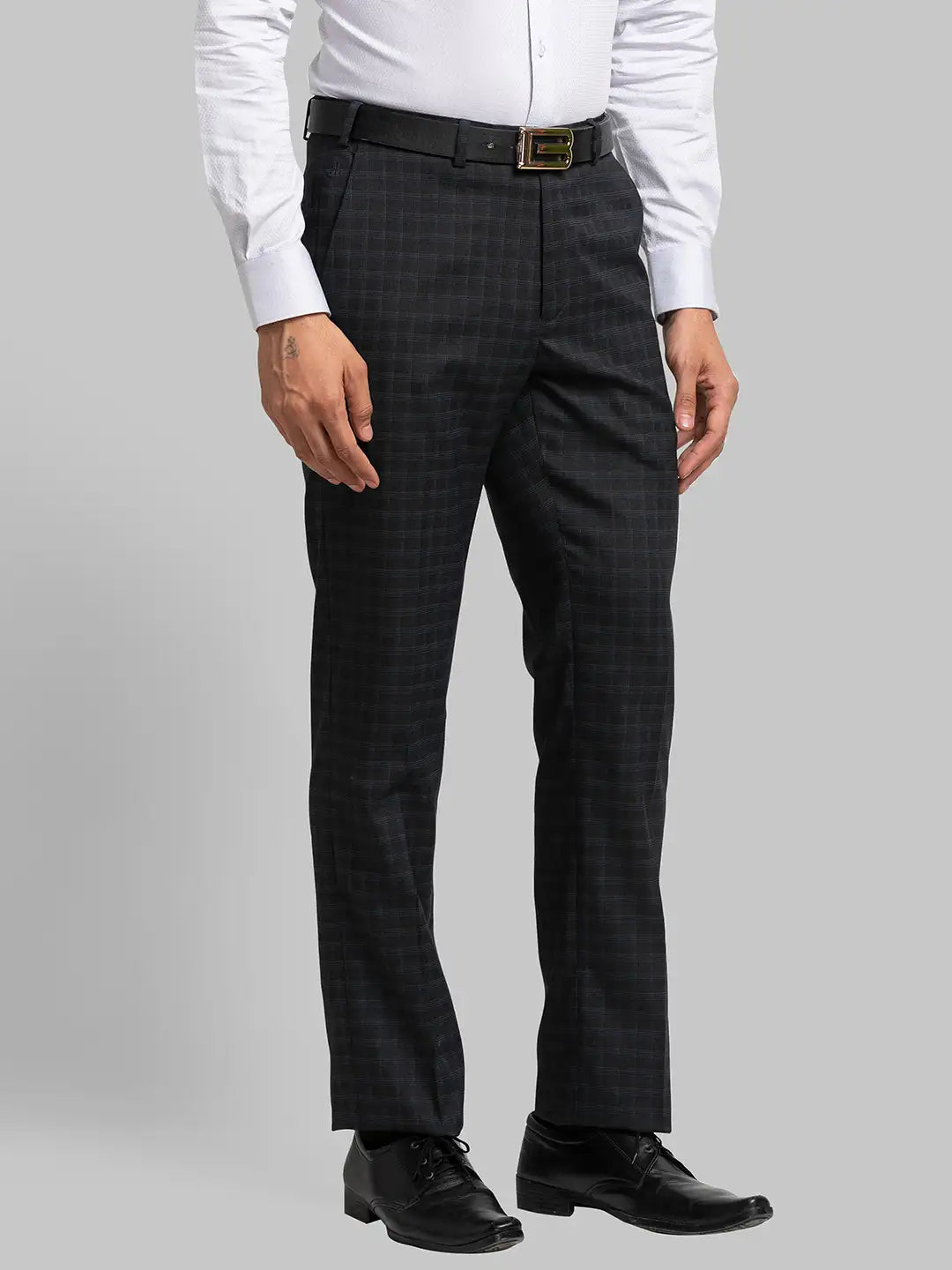 Men Regular Fit Grey Trouser