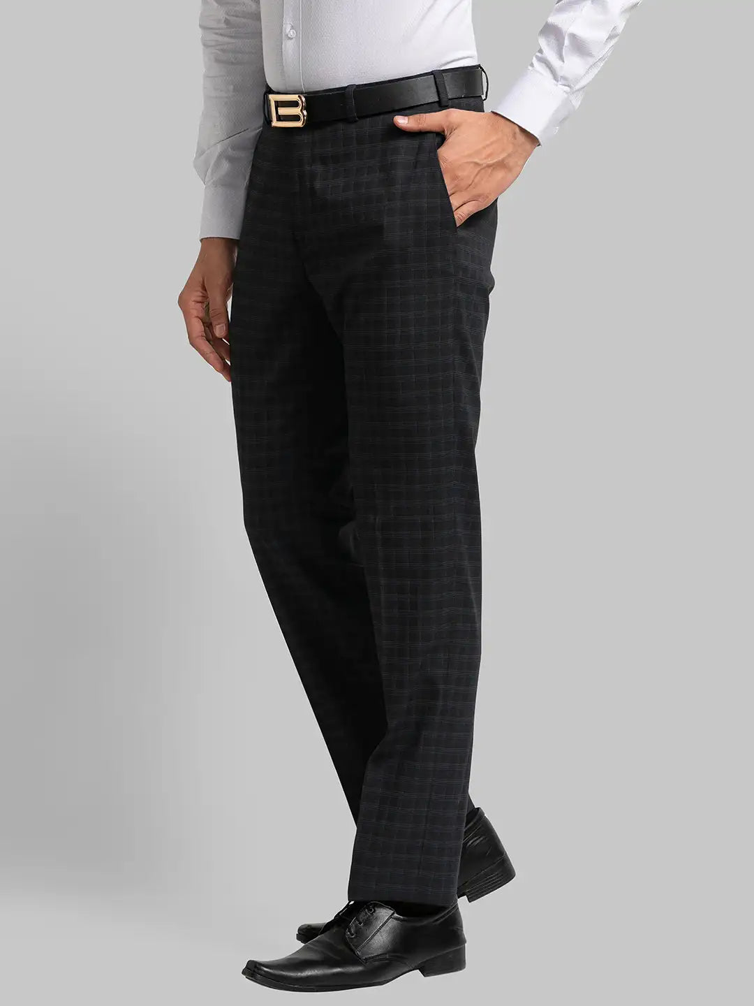 Men Regular Fit Grey Trouser