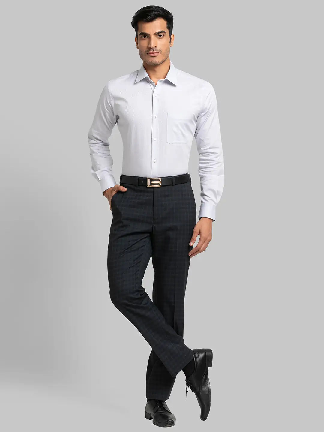 Men Regular Fit Grey Trouser