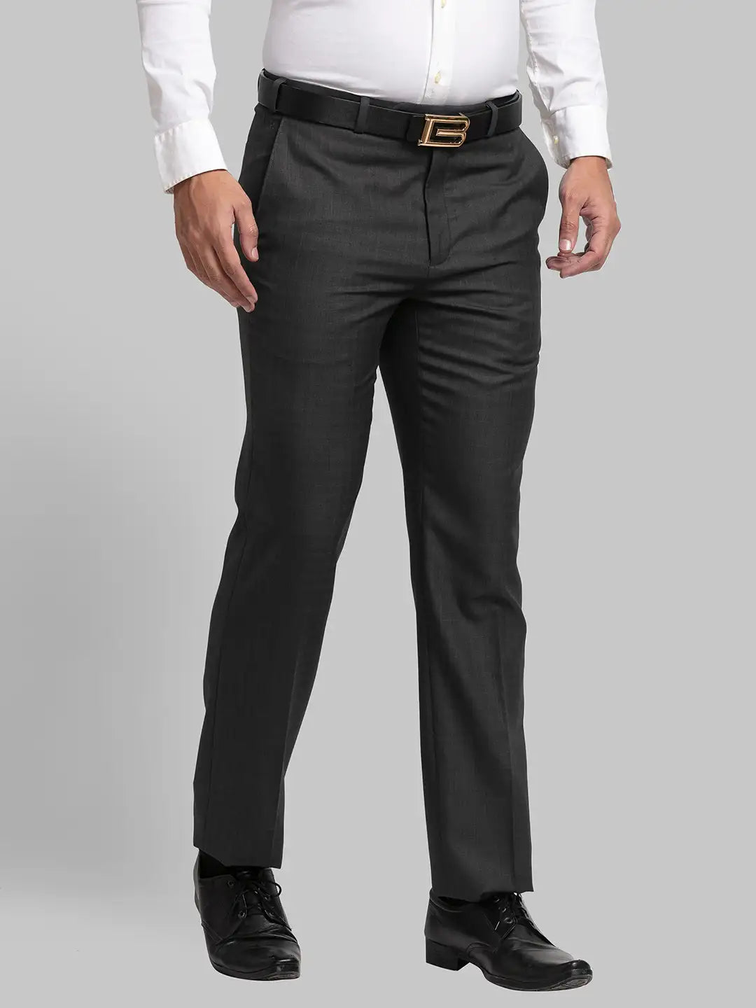 Men Regular Fit Grey Chinos & Trouser