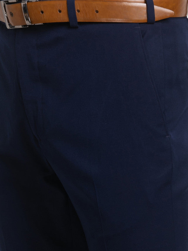 Raymond Blue Solid Contemporary Fit Terylene Blend Trouser