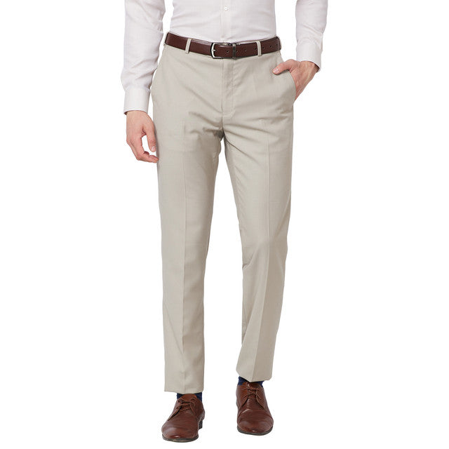 Colorplus Men Khaki Solid Piece Dyed Comfort Fit Cotton