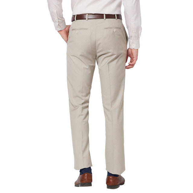 Raymond Men Fawn Solid Contemporary Fit Terelyen Blend Trouser  