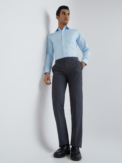 Men Contemporary Fit Grey Trouser