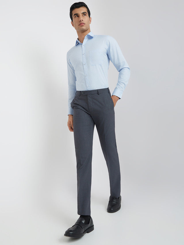 Men Contemporary Fit Blue Trouser