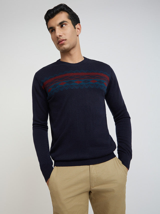 Men Regular Fit Black Sweater