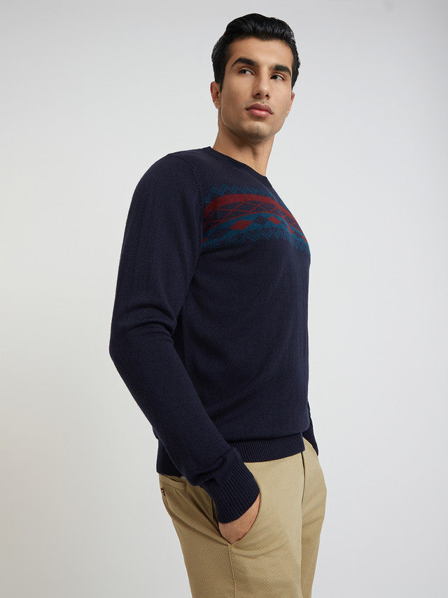 Men Regular Fit Black Sweater