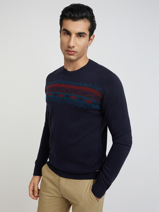 Men Regular Fit Black Sweater