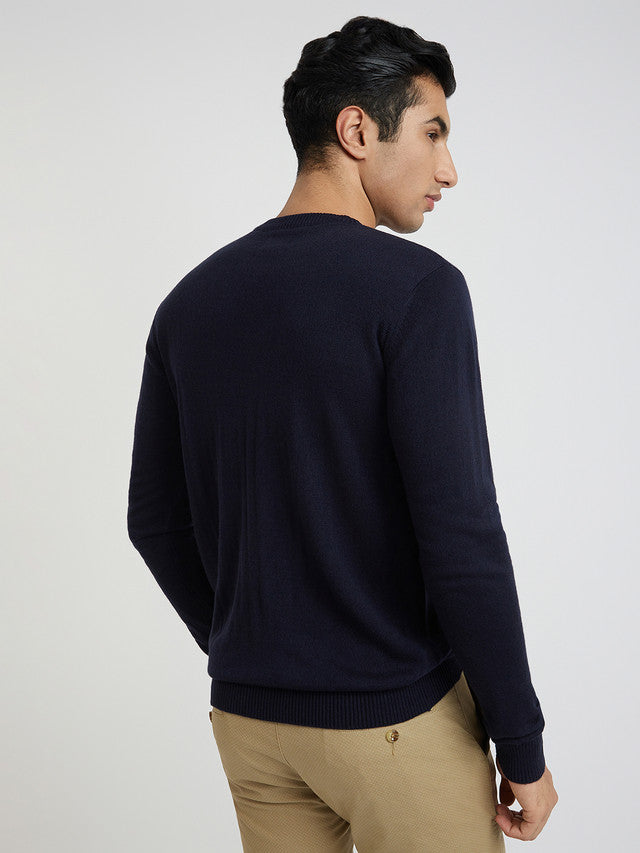 Men Regular Fit Black Sweater