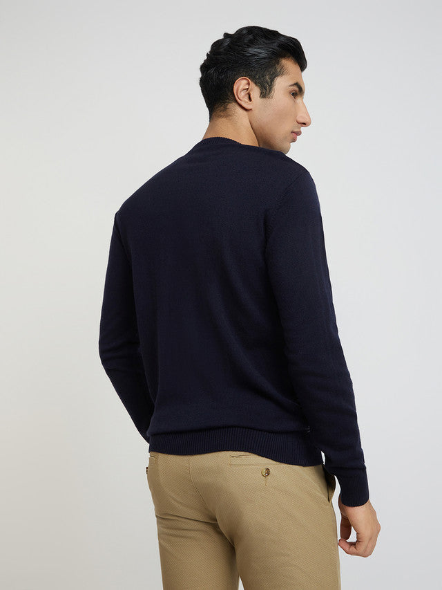 Men Regular Fit Teal Sweater