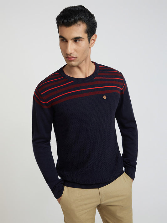 Men Regular Fit Brown Sweater