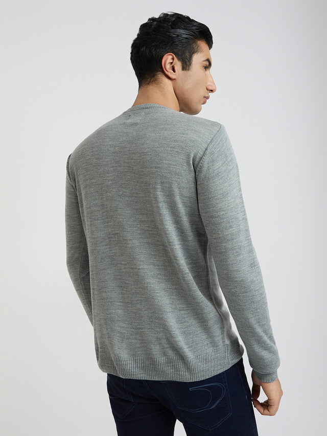 Men Regular Fit Blue Sweater