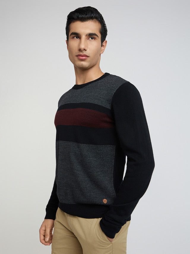 Raymond Men Black Argyle Acrylic Blend Sweaters