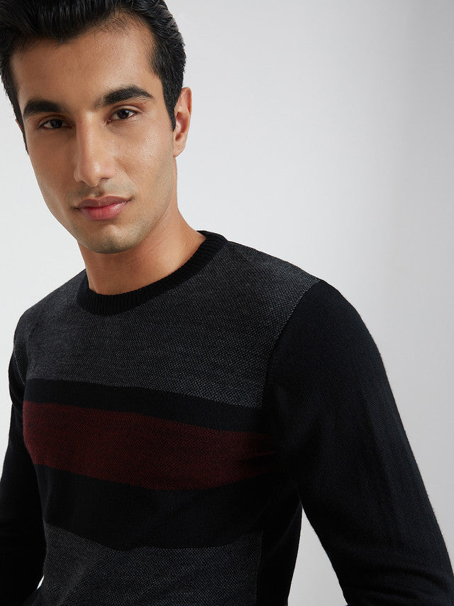 Raymond Men Black Argyle Acrylic Blend Sweaters