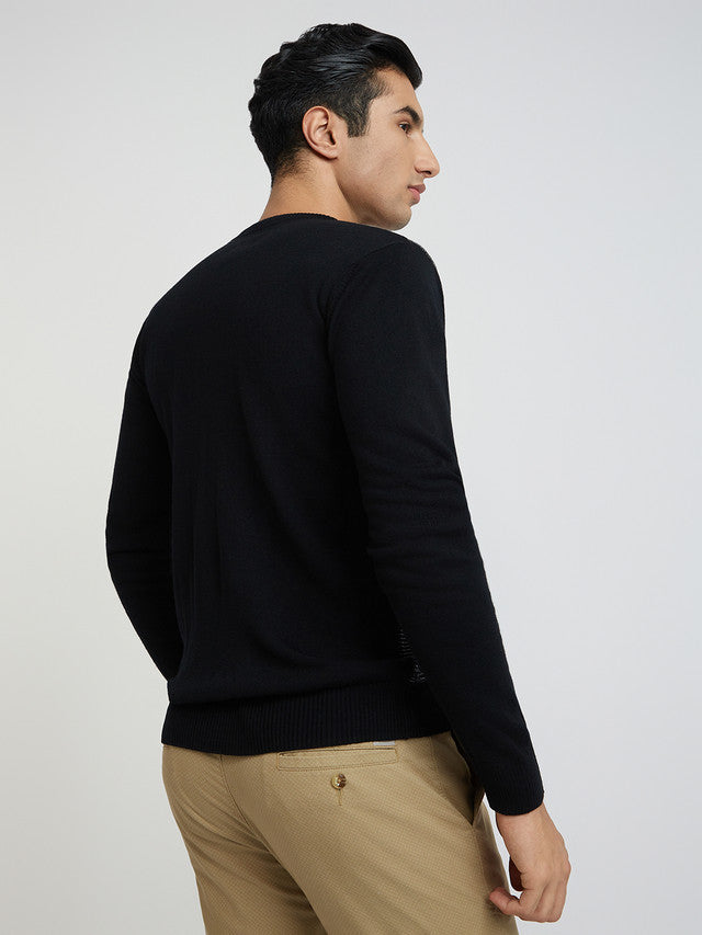 Men Regular Fit Grey Sweater