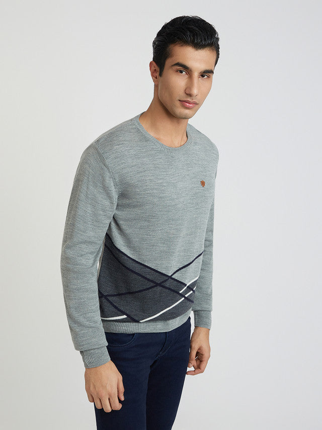 Men Regular Fit White Sweater