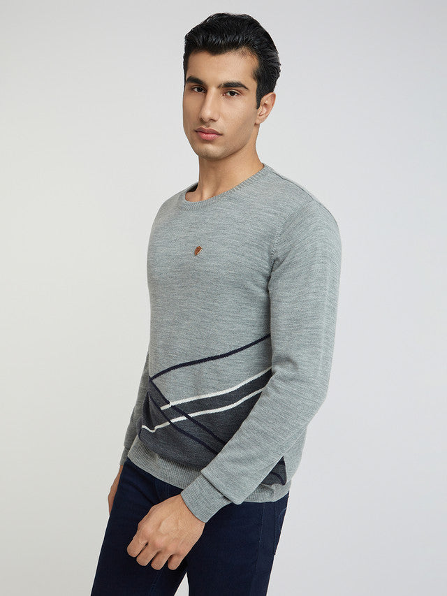 Men Regular Fit White Sweater