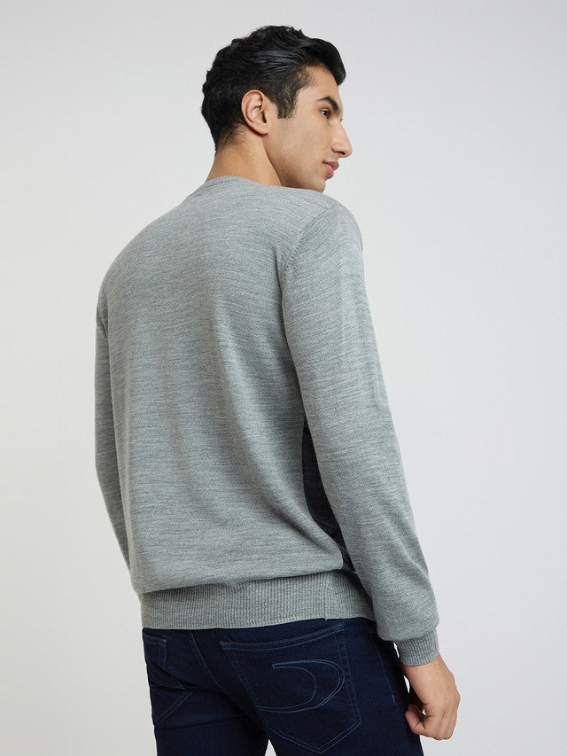 Men Regular Fit White Sweater