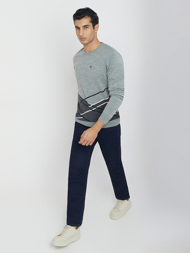 Men Regular Fit White Sweater