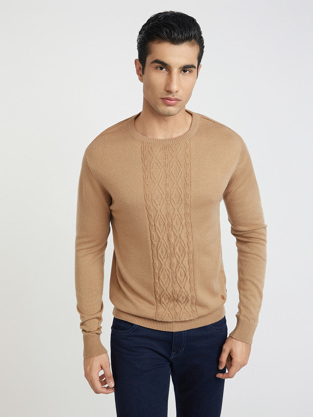 Men Regular Fit Green Sweater