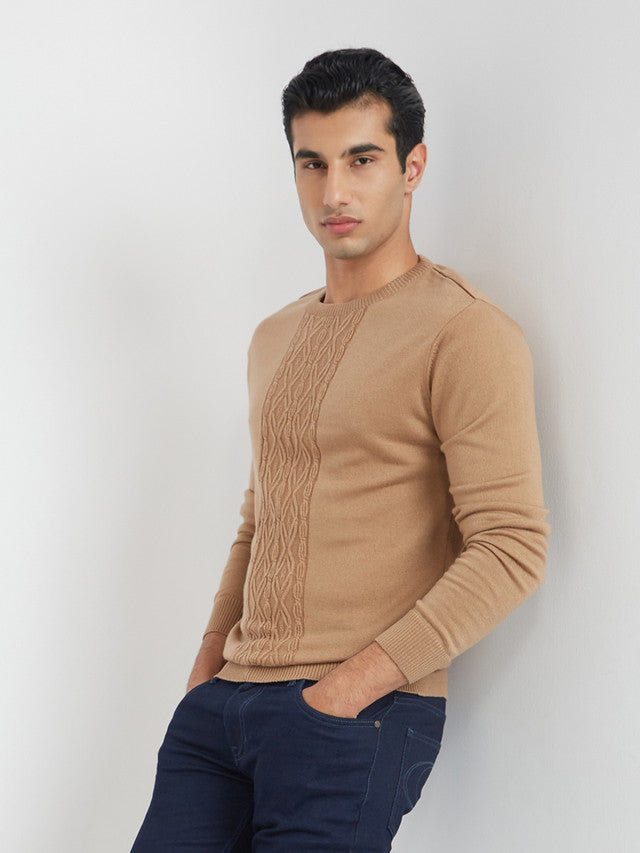 Men Regular Fit Green Sweater