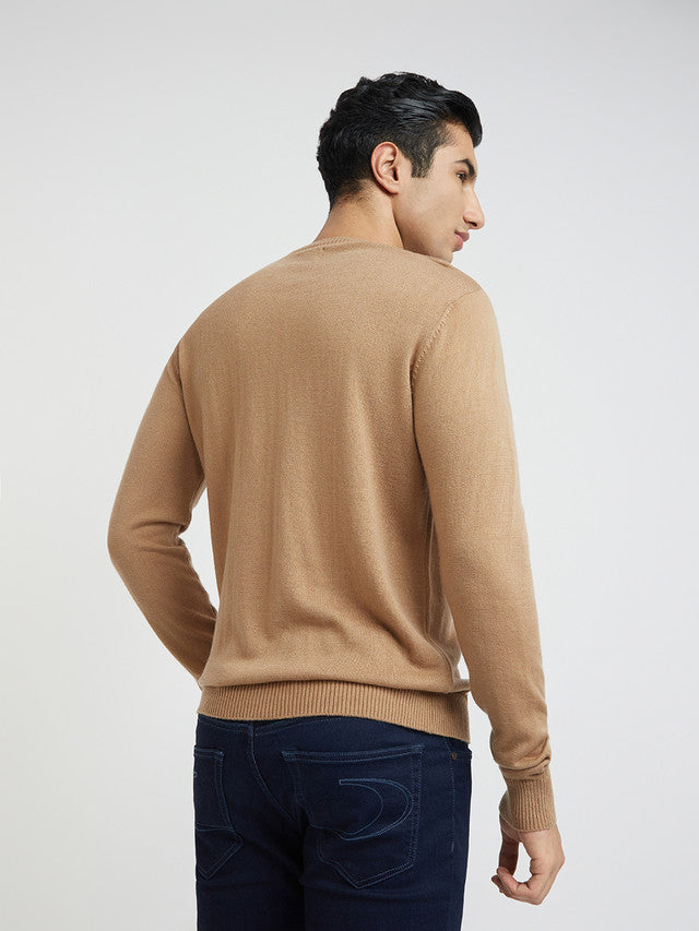 Men Regular Fit Green Sweater