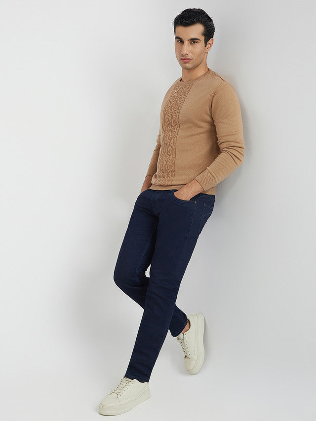 Men Regular Fit Green Sweater