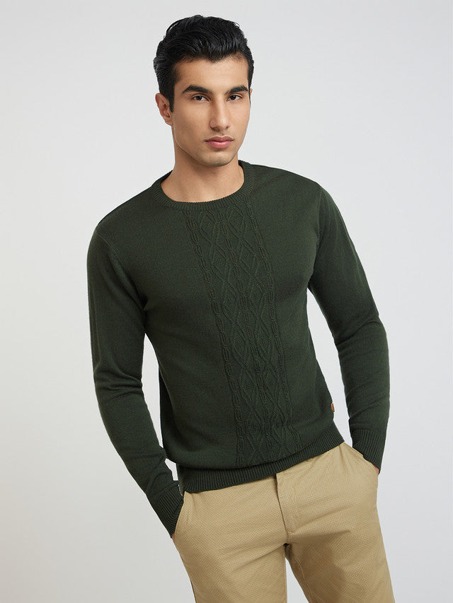 Men Regular Fit Teal Sweater