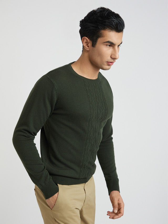 Men Regular Fit Teal Sweater