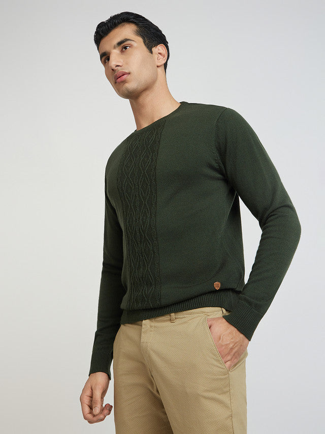 Men Regular Fit Teal Sweater