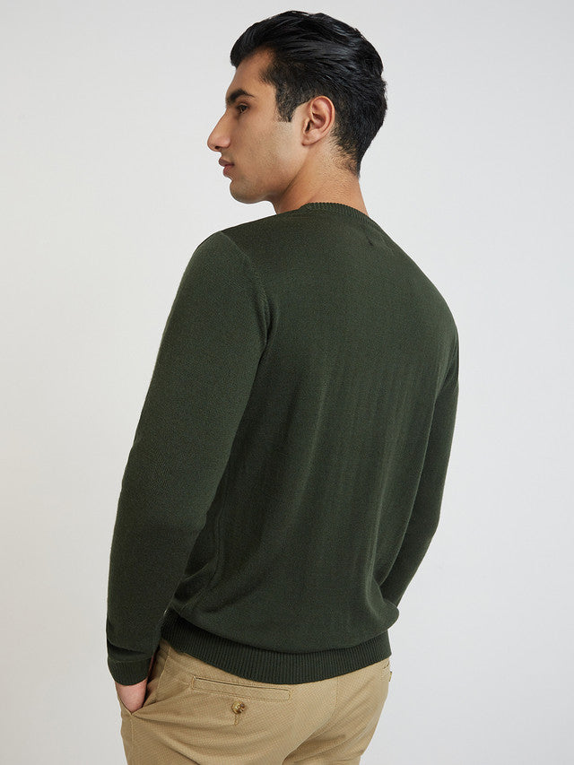 Men Regular Fit Teal Sweater