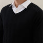 Raymond Men Black Structure V Neck Collar Sweatshirt
