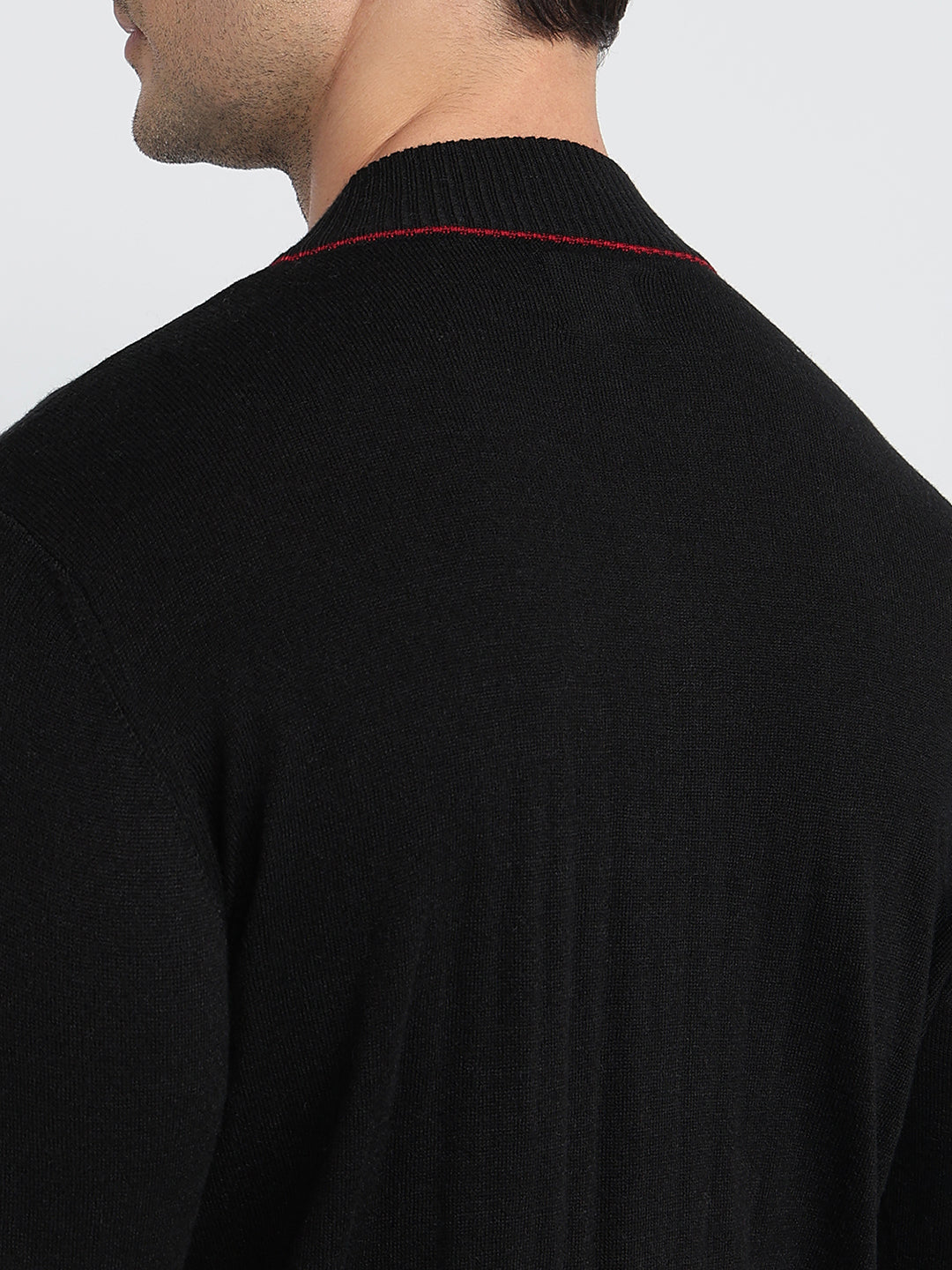 Raymond Men Black Regular Fit Structure Sweatshirt