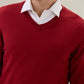 Raymond Men Orange Solid V Neck Collar Sweatshirt