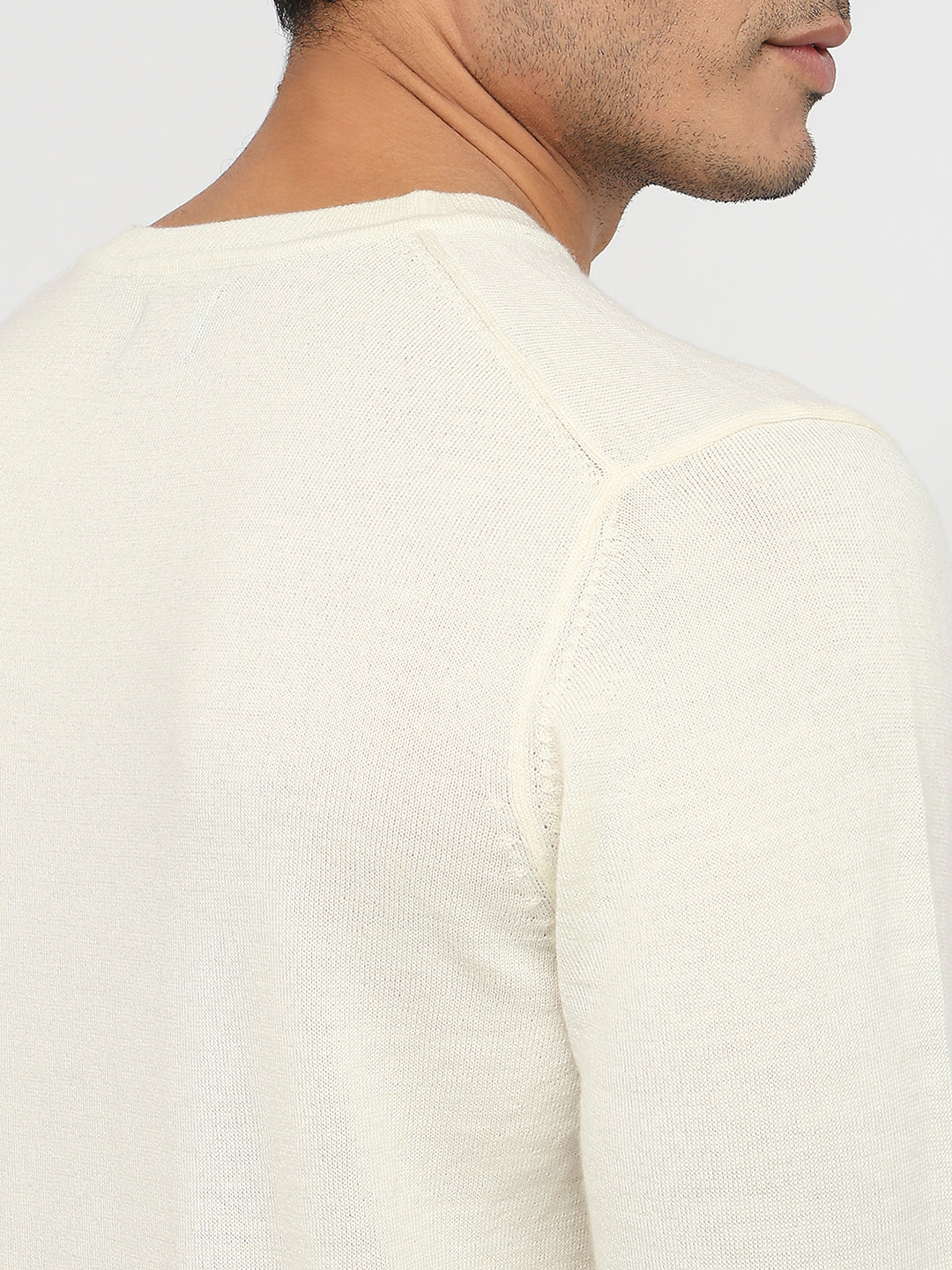 Raymond Men Brown Solid V Neck Collar Sweatshirt