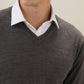 Raymond Men Grey Solid V Neck Collar Sweatshirt