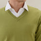 Raymond Men Green Solid V Neck Collar Sweatshirt