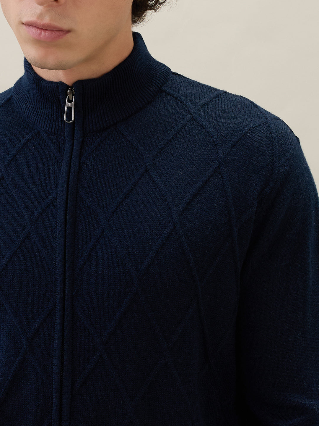 Raymond Men Blue Structure V Neck Collar Sweatshirt