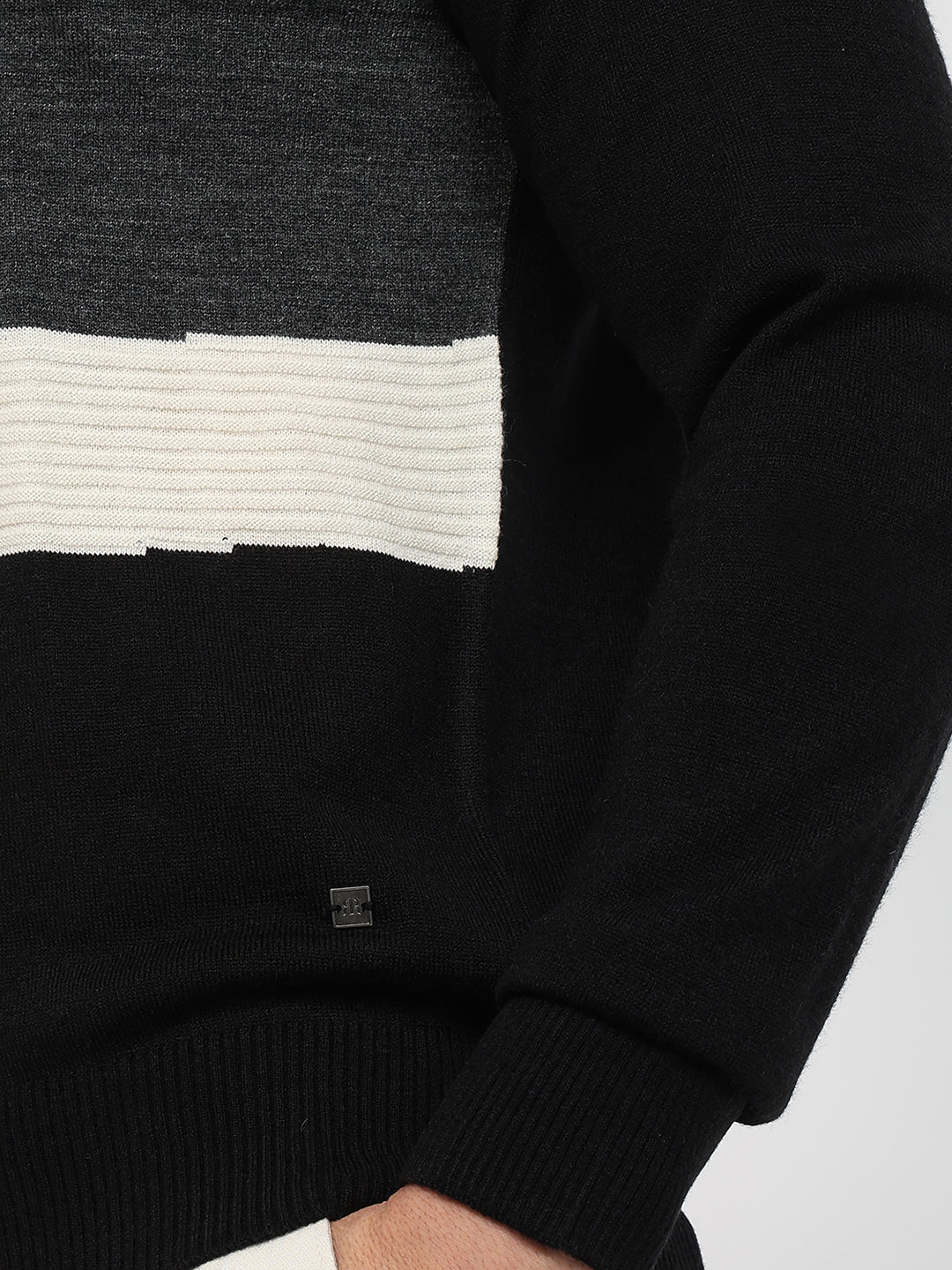 Raymond Men Black Regular Fit Structure Sweatshirt