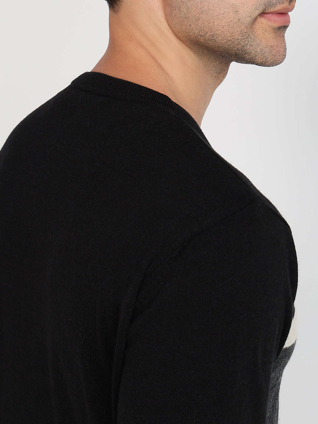 Raymond Men Black Regular Fit Structure Sweatshirt