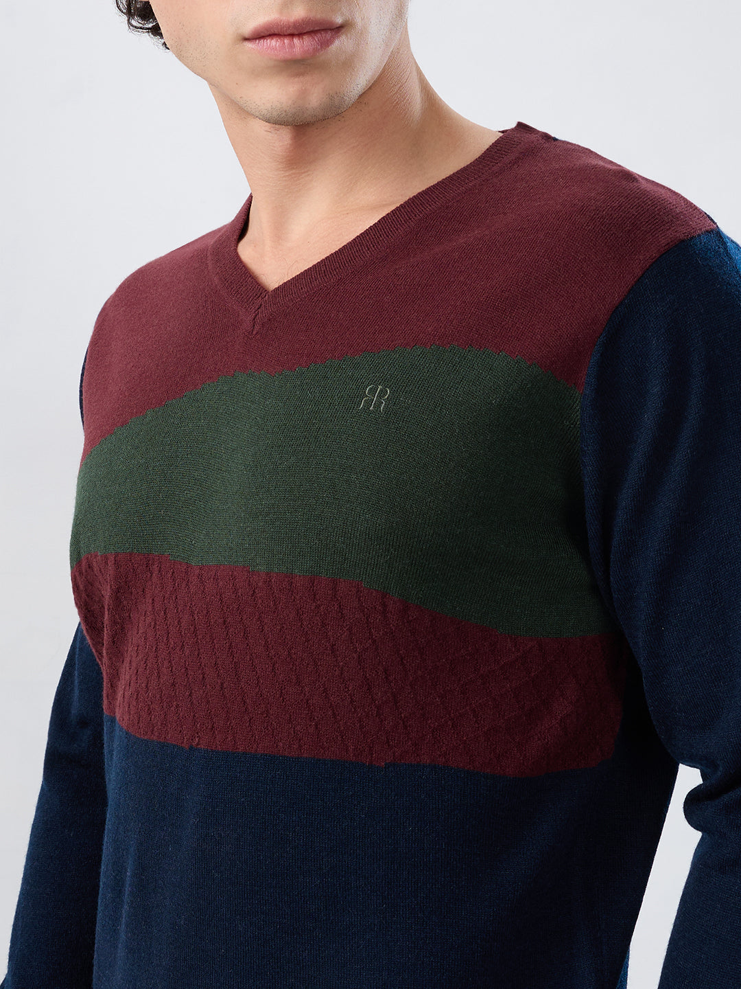 Raymond Men Blue Regular Fit Structure Sweatshirt