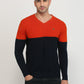 Raymond Men Orange Structure V Neck Collar Sweater