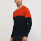Raymond Men Orange Structure V Neck Collar Sweater