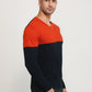 Raymond Men Orange Structure V Neck Collar Sweater