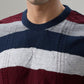 Raymond Men Blue Stripe Round Neck Collar Sweatshirt